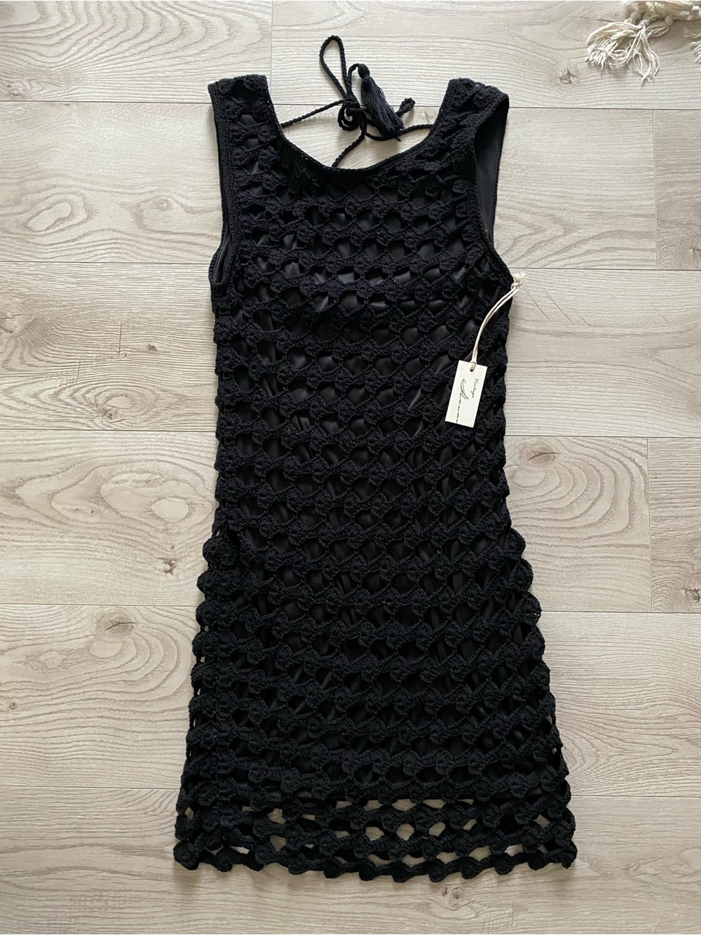 Black Crochet Sleeveless Dress Size M